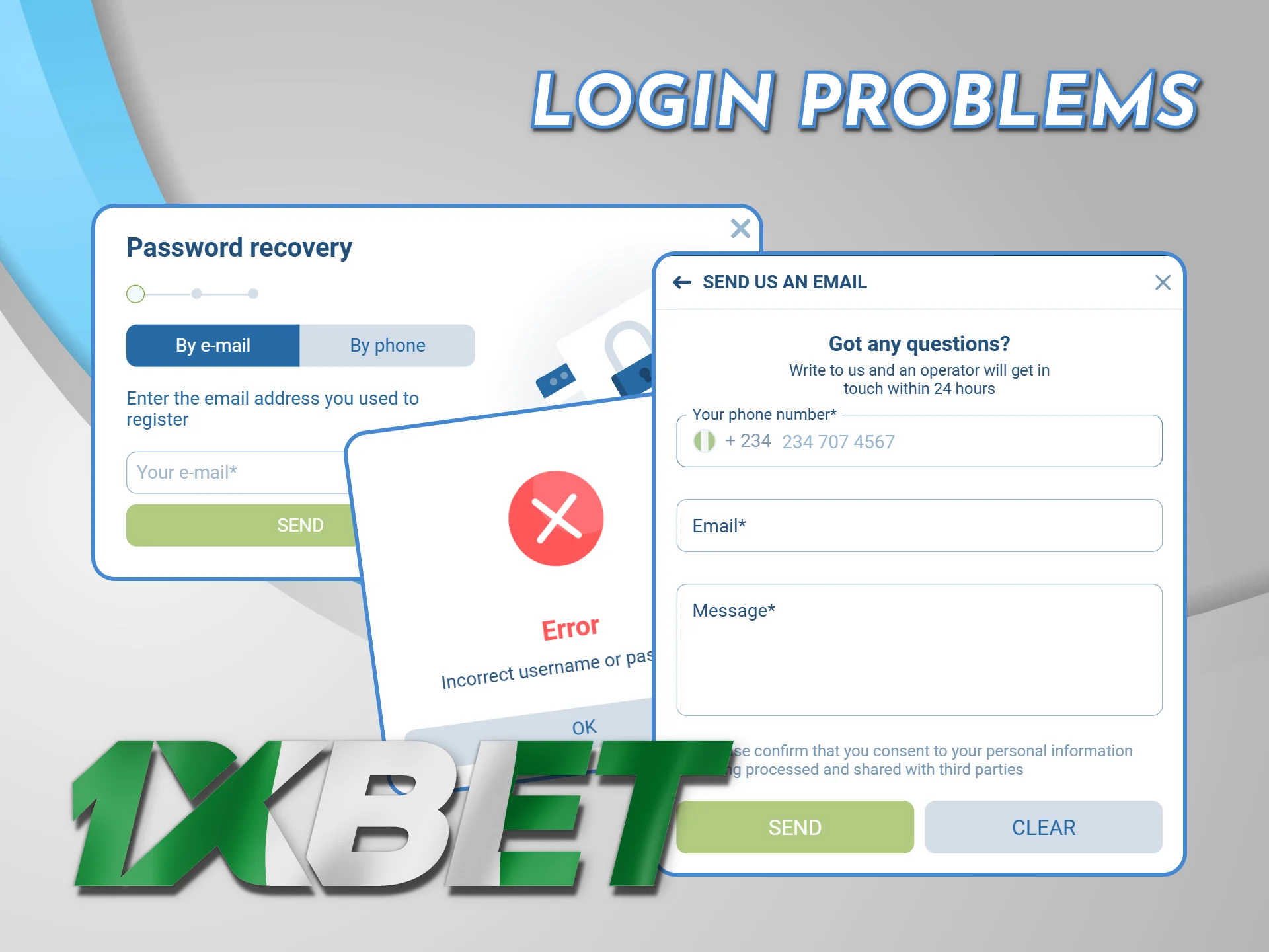 Fix your login issues on 1xBet platform by checking details.