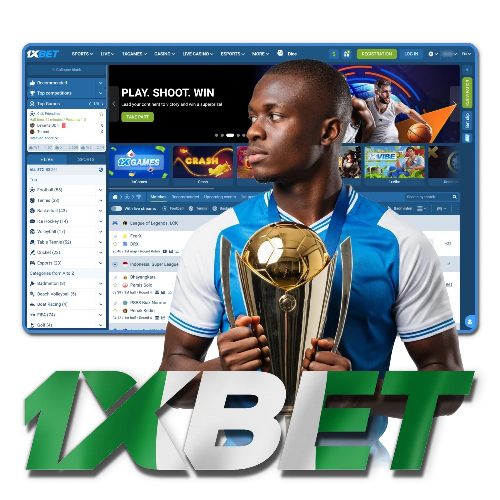 Visit casino and betting offical website 1xBet in Nigeria.