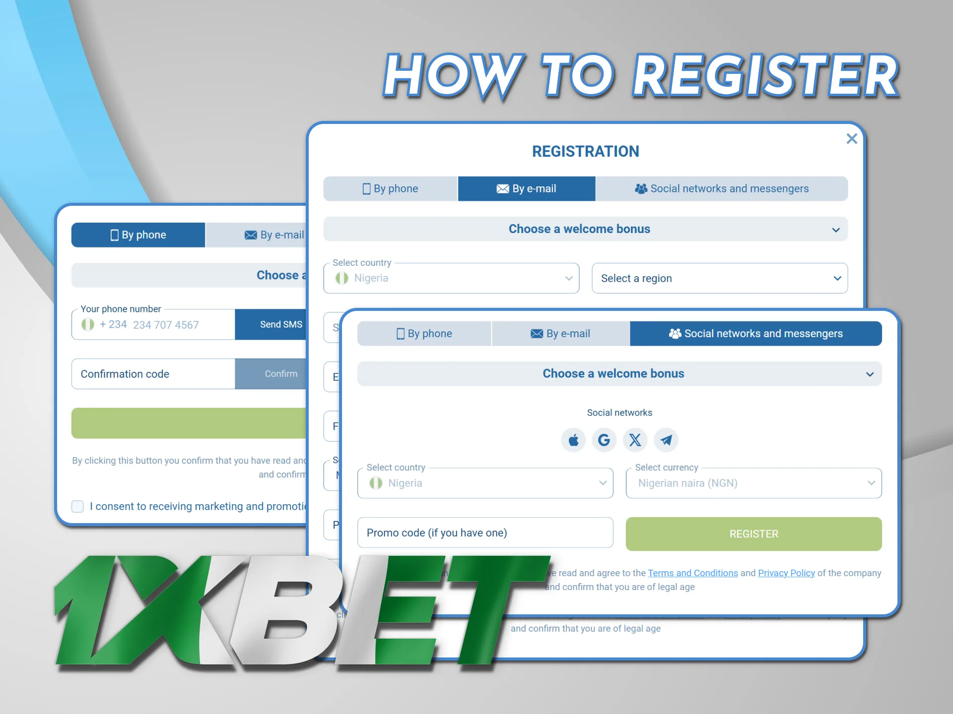 Register with 1xBet Nigeria and start betting on sport events.