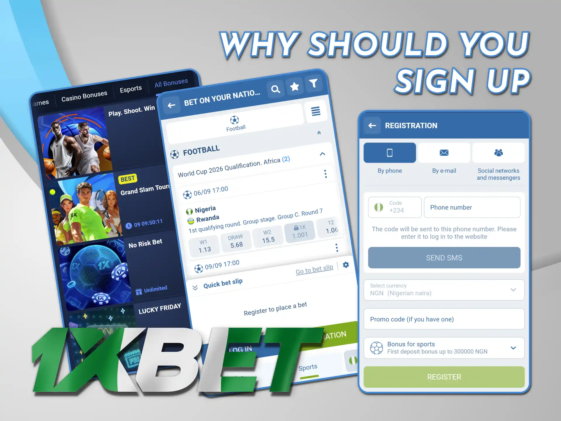 Access platform features and a welcome bonus with 1xBet registration.